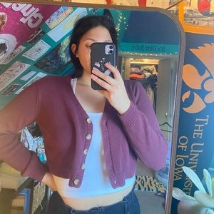 size M burgundy crop long sleeve sweater